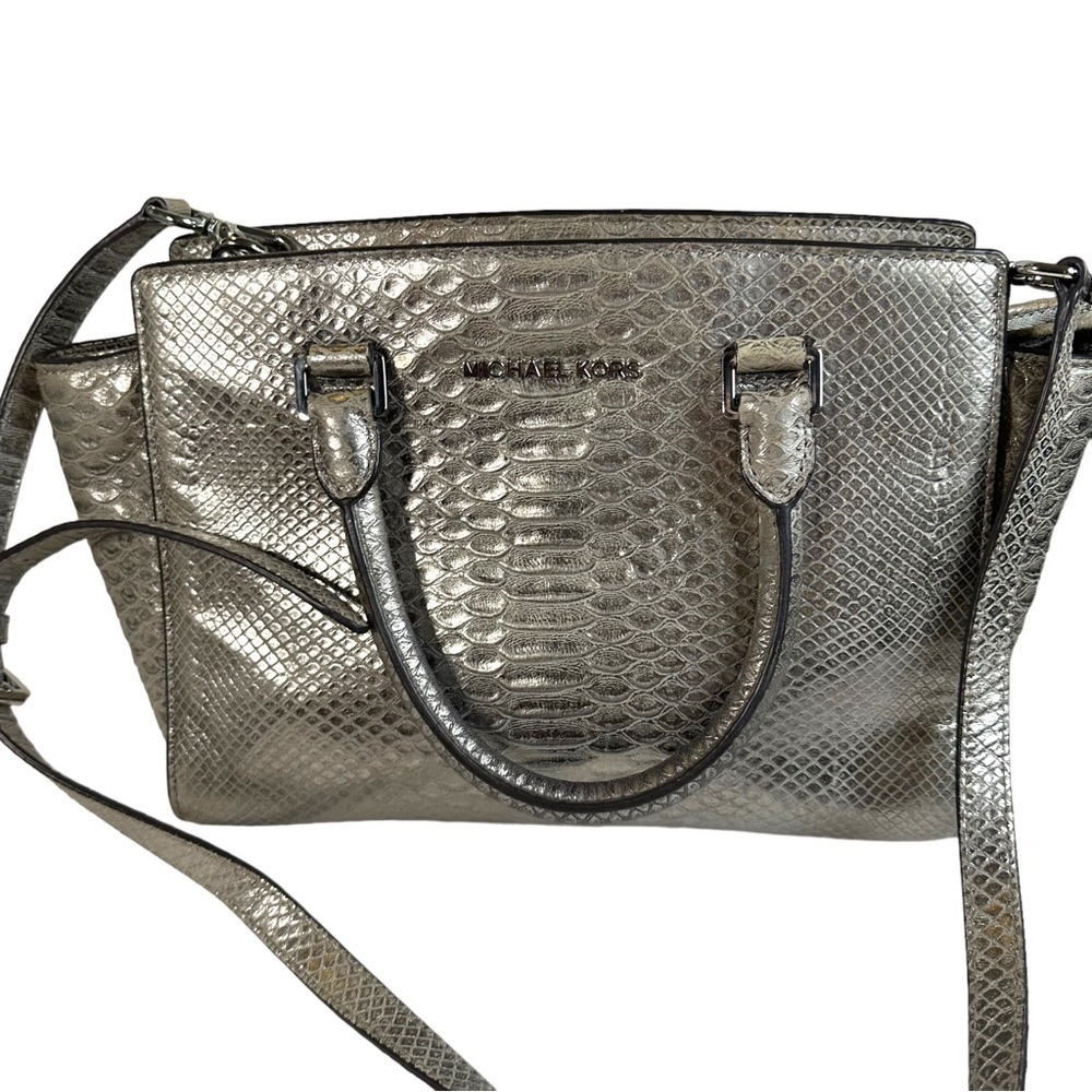 Michael Michael Kors Metallic Silver Python Embos… - image 4